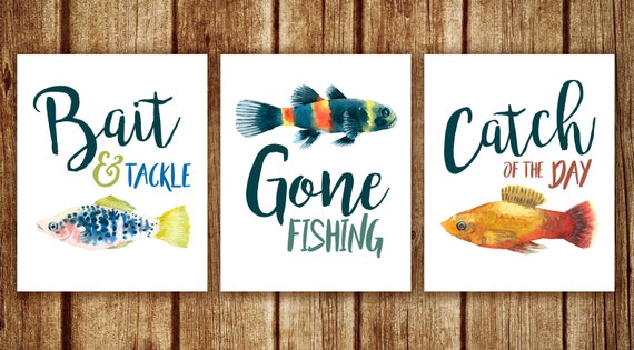Gone Fishing Themed Party Watercolor Art Bait and Tackle Printable Quote  Print Catch of the Day Printable Boy Fish Party Nursery Decor -  Canada