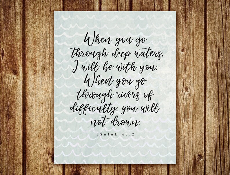 Isaiah 43:2 Bible Verse Wall Art Scripture Art Print When | Etsy