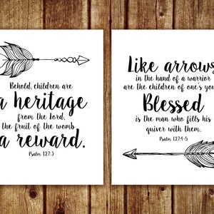 Psalm 127 Bible Verse Wall Art | Scripture Quote Art Print | Arrows ...