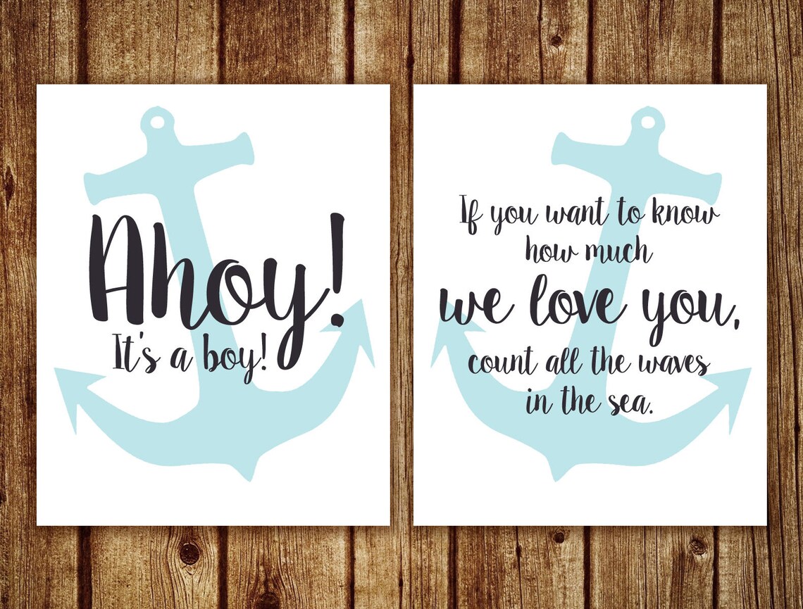 Ahoy It's a Boy! Wall Art | Nautical Nursery Decor | Anchor Baby Shower ...