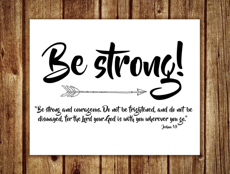 be strong arrow print joshua 19 bible verse wall art etsy