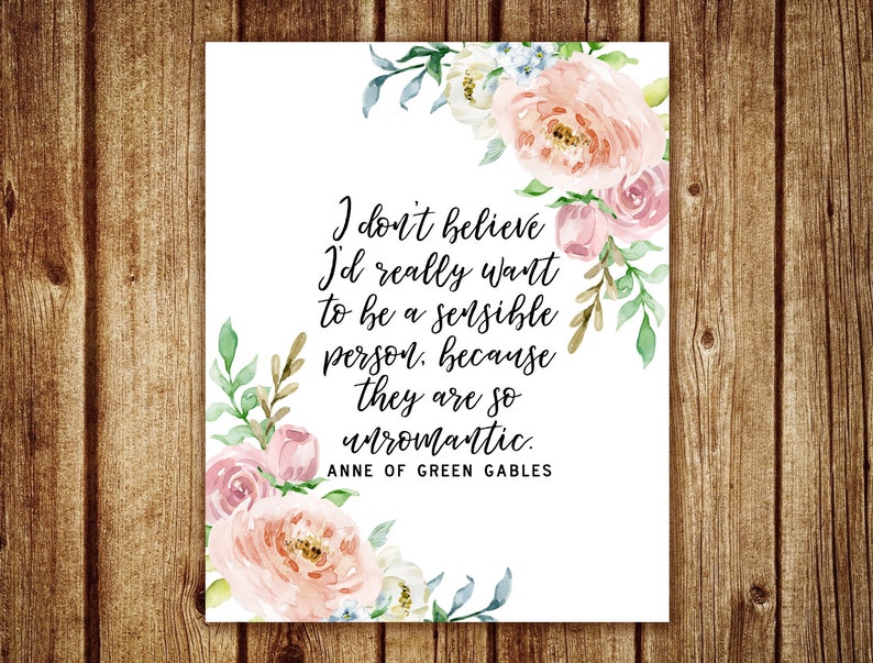 Anne of Green Gables Wall Art Book Quote Art Print Etsy