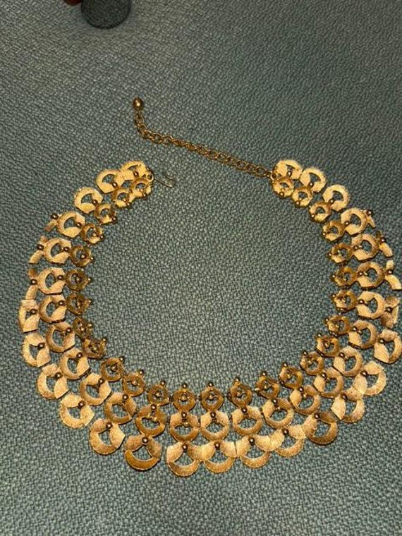 RSK Stamped signed Goldtone Choker Necklace Mid-Century Vintage 50's 60's