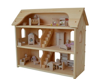 natural wood dolls house