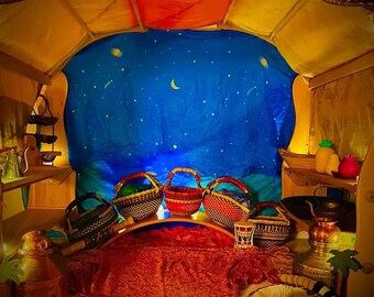 Waldorf Playstands-Wooden Playstands- Double Shelf Wooden Waldorf Playstands-Elves and Angels  Natural  Waldorf Double Shelf Playstands Set