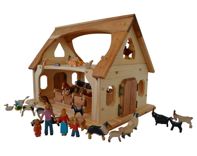 Wooden Toy Barnwooden Toy Stable Deluxemontessori Barnwaldorf Toy Barnwooden Toys Natural
