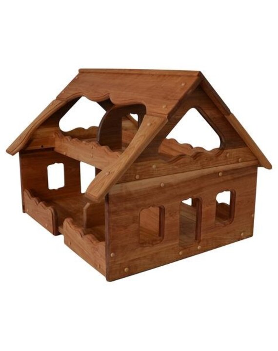 natural wood dollhouse