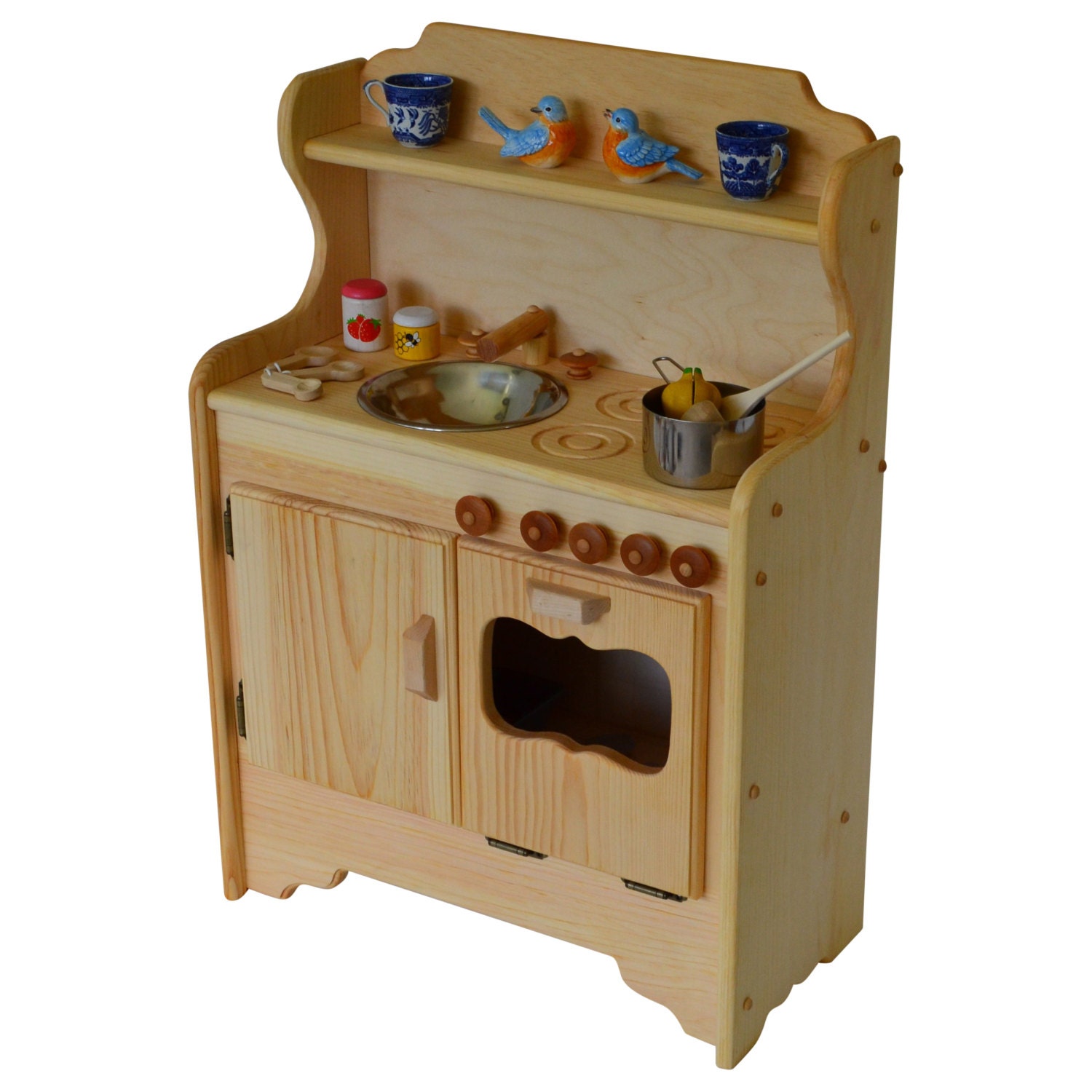 Natural Wooden Play Kitchen Toy Kitchen Waldorf - Etsy