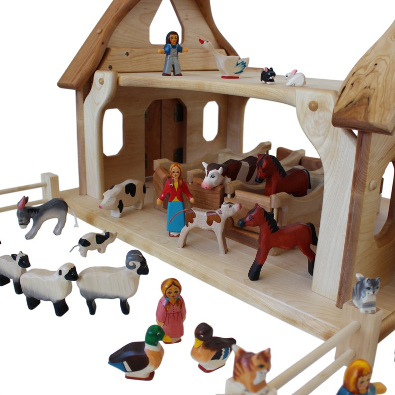 WoodenToyFarm with Giant Set of Wooden Etsy