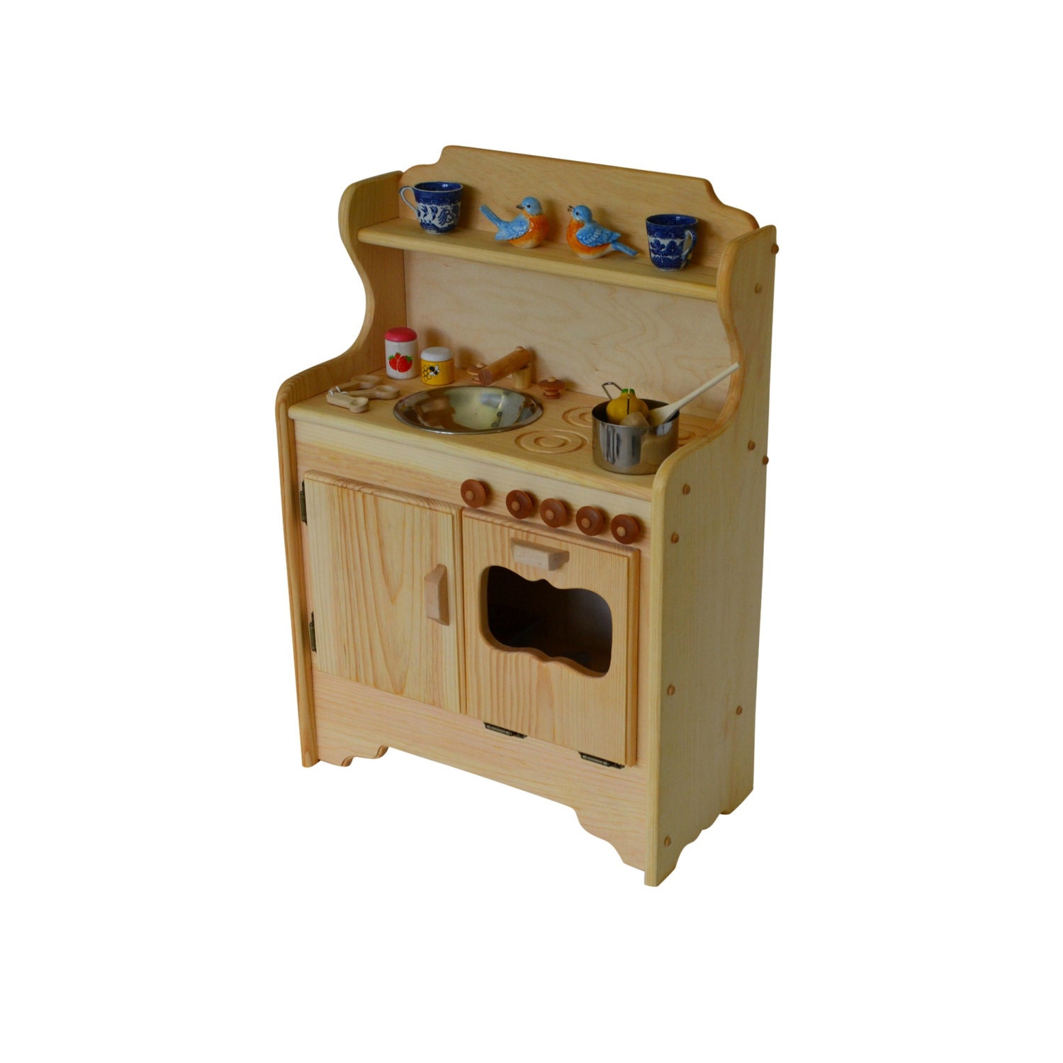 Natural Wooden Play Kitchen Toy Kitchen Waldorf Kitchen montessori