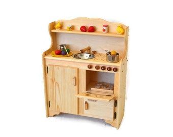Waldorf child's Kitchen-Wooden Play Kitchen -Wooden Toy kitchen - Montessori Wooden Kitchen - Wooden toys- Play Food- Pretend Play-