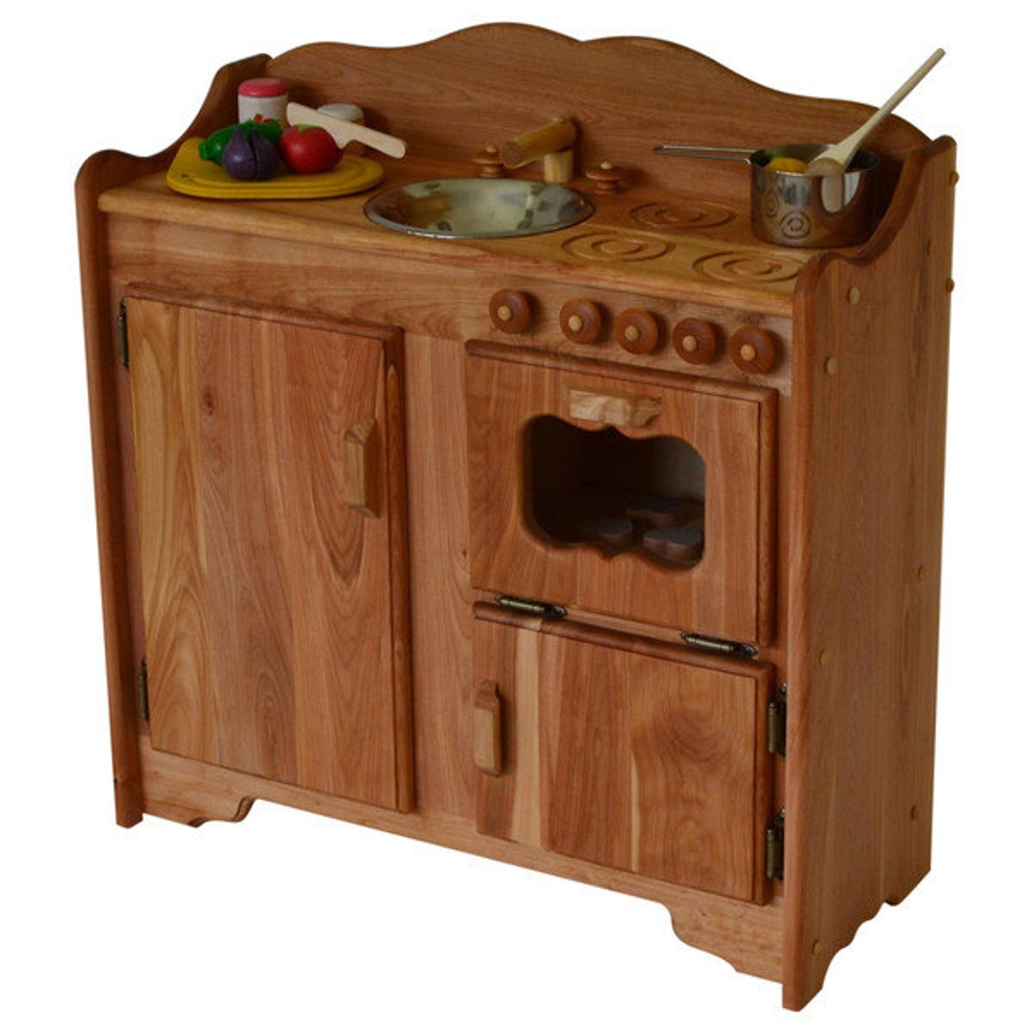 Natural Wooden Play Kitchen-wooden Toy Kitchen-christina's - Etsy