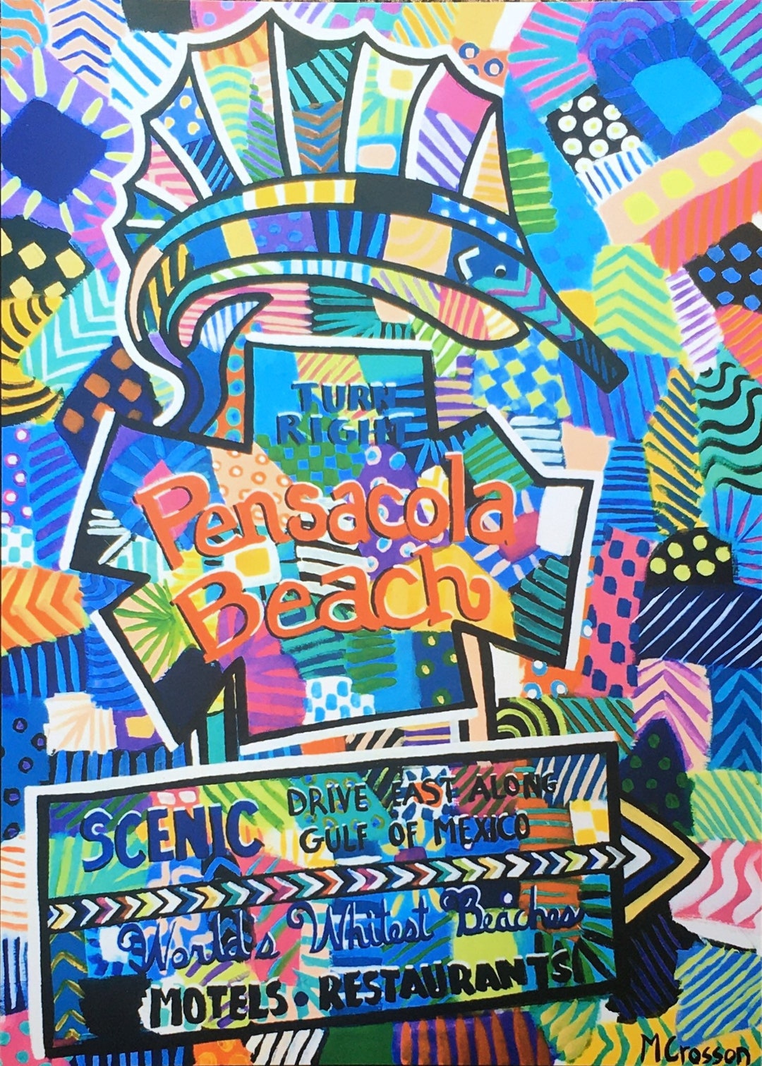 Pensacola Beach Sign Giclee Print of Original Pensacola Art - Etsy