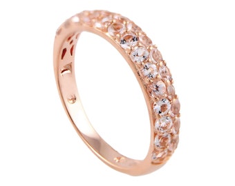 Stapelbarer Morganit Ring, 925 Sterling Silber über Rose vergoldet, Jubiläumsgeschenk, Fine Jewelry, Geschenk für Sie