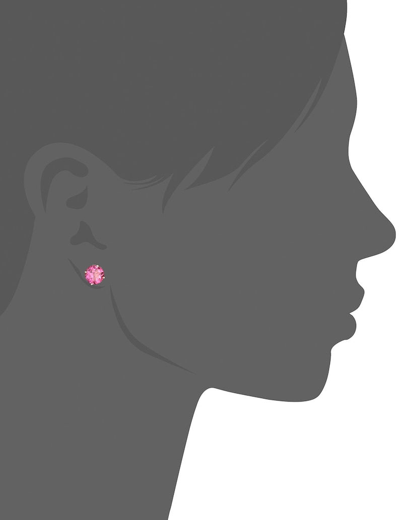 Pinctore 10k Yellow Gold Pink Topaz Round Stud Earrings