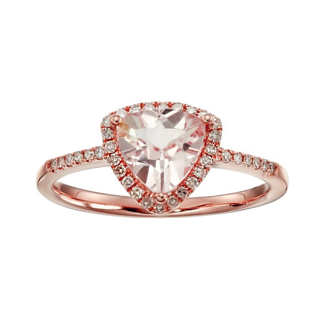 Diamond Ring Women, 925 Sterling Silver Over Rose Gold Plated