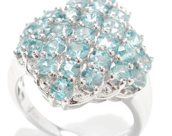 925 Sterling Silver 4.60ctw Blue Zircon Cluster Ring Multi Stone Silver Ring For Women's Anniversary Gift For Her