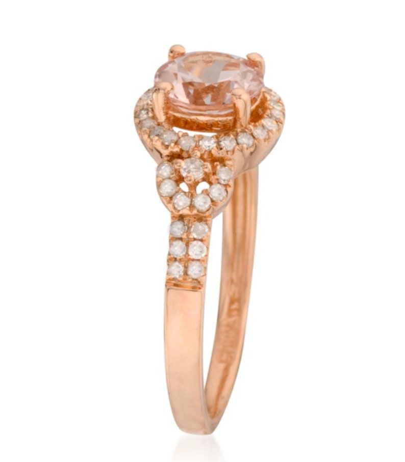 Pinctore 14K Rose Gold over Silver 0.88ctw Morganite /& 0.2ctw Diamond Classic Ring