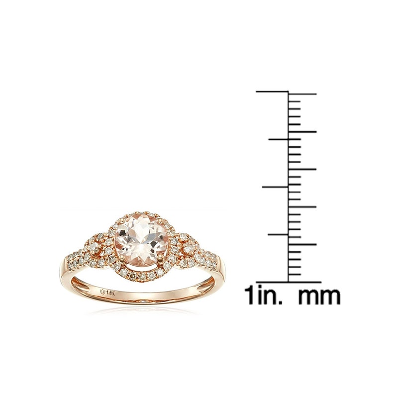 Pinctore 14K Rose Gold over Silver 0.88ctw Morganite /& 0.2ctw Diamond Classic Ring