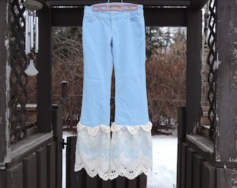 Återvunna jeans i manchester, draperi, vintage på vintage