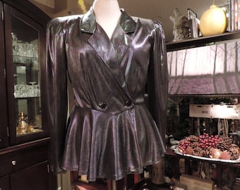 Vintage metallisk peplum topp mod retro vintage