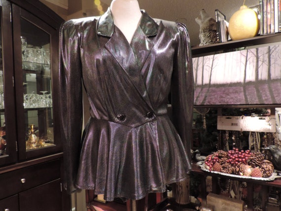 Vintage Metallic Peplum Top Mod Retro Vintage