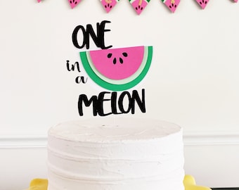 One in a Melon Party- One in a Melon-taarttopper- watermeloentaarttopper- One in a Melon-feestje- watermeloen eerste verjaardag - meloendecor
