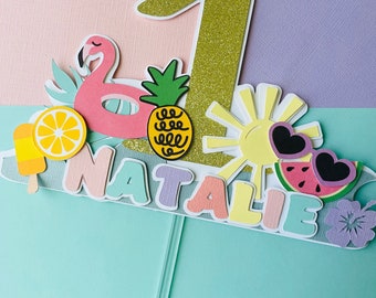 Tropical Birthday Topper - Summer Birthday Topper - Pool Party Cake ...