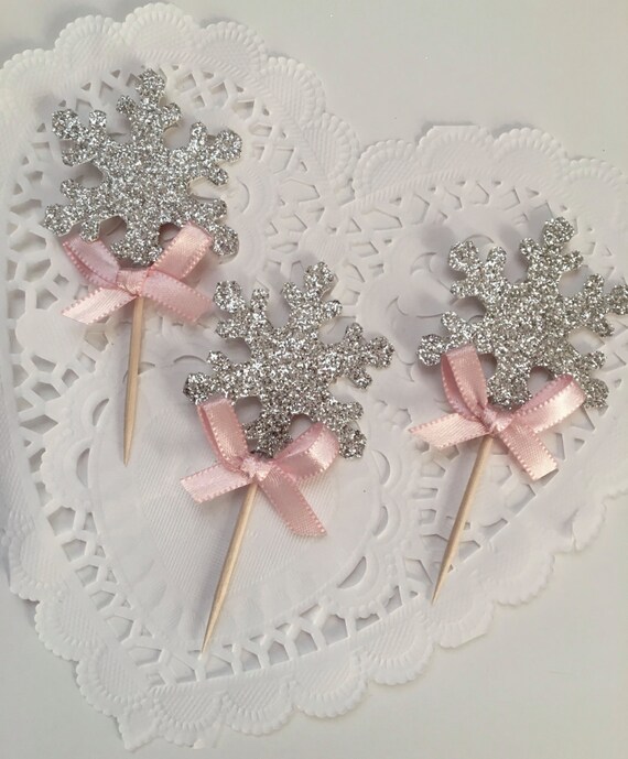 Snowflake Cupcake Toppers, Silver Snowflake Toppers, Gold Snowflake Toppers, Winter Wonderland Cupcake Toppers, Winter Onederland Party Il_570xn