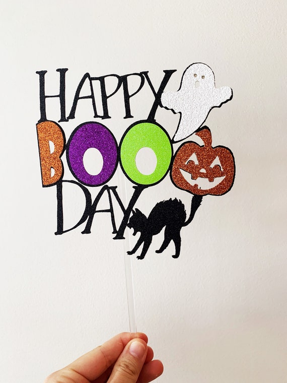 Happy Boo Day Birthday Halloween Ghost Edible Image Cake Topper