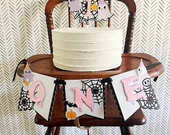 Halloween 1st Birthday, Pink Halloween Birthday Banner, Girly Halloween Birthday Banner, Spooky One First Birthday, Spooky One Girl Banner