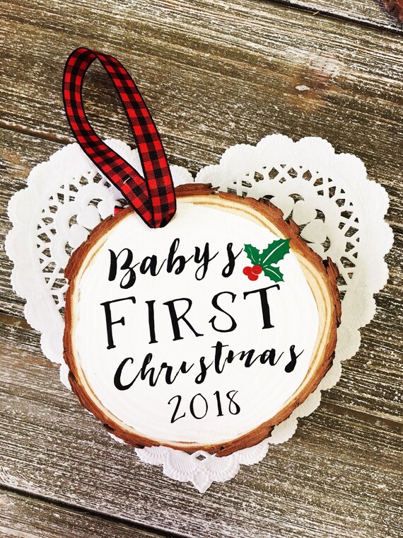 Baby's First Christmas Ornament - Woodslice Ornament - Baby's First Christmas Gift - Baby's First Christmas Woodslice Il_570xn