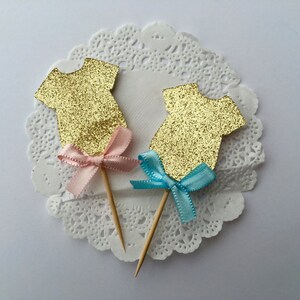 Décoration pour cupcakes révélation sexe/or rose et bleu décoration pour cupcakes sexe révélation/bleu et rose/ décoration pour cupcakes baby shower/ sexe révélation