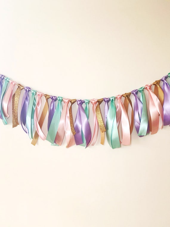 Donut Party Decoration, Baby Pink, Blue, and Purple Ribbon Garland Il_570xn