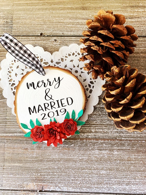 Merry and Married Ornament - First Christmas As Mr and Mrs Ornament - Newlywed Ornament - Newlywed Gift- Just Married Ornament - Ornament Il_570xn