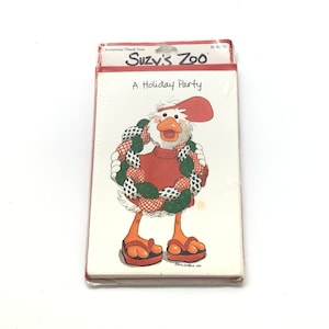 Vintage 80’s Suzy’s Zoo Holiday Christmas Party Invitations sealed nos