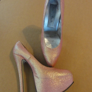 Designer Else Anita Pink Glitter Platform 8 Betty Page Fetish heels Burlesque!
