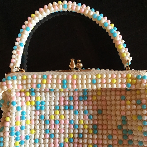 1960’s Bubble Bead Bag/ Dots /  Mod Purse