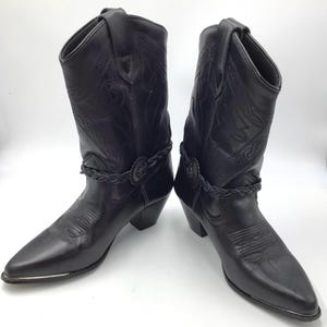 ZEARLY Bottes de Cowboy Homme Vintage Casual Bottes Bout Pointu Western Bottes Longues,Noir,38 EU