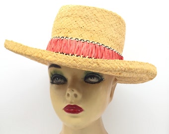 1950s Vintage Italian Womens Raffia Hat! Molto Bene! Italy Vacation