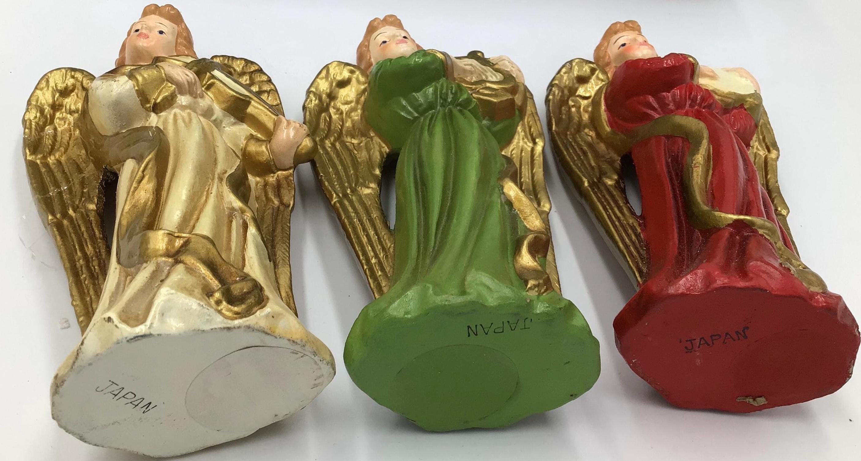 Vintage Ceramic Angels Musical Instrument Set of 3 Japan 1950's