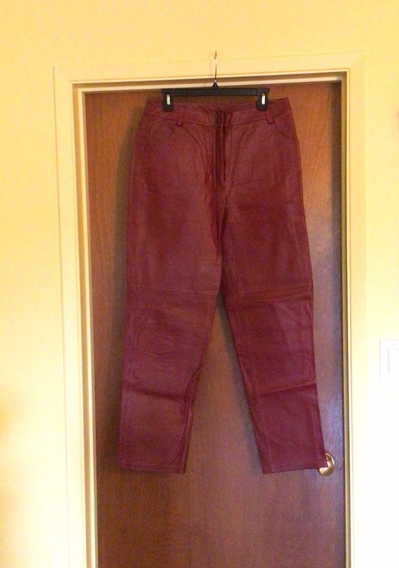 Tower hill collection 100% red leather pants size 