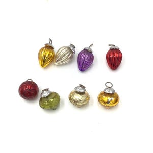 Vintage Kugel Style Miniature Hand Blown Glass Christmas Ornaments