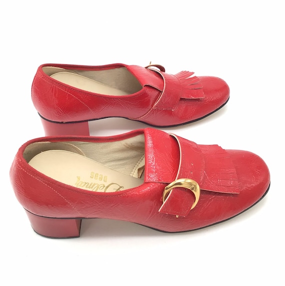 Ladies Red Patent Buckle Delmar Debs Mod Deadstoc… - image 3