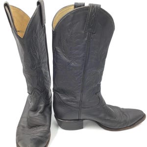 Vintage Tony Lama black Cowboy boots western boots 7.5
