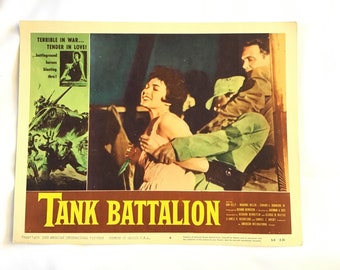 Movie lobby card original tank battalion starring Don Kelly Marjorie Hellen 1958 vintage cinema movie memorabilia