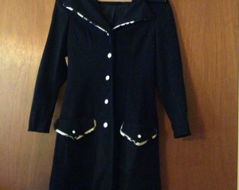 Deadstock, Lilli Ann of San Francisco, Rare, Wool Black and White Jacket, Coat, Pockets.