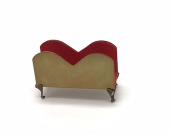 Vintage eye glass ,  glasses holder , sunglasses, Victorian style claw feet with heart shape and red velveteen lining. 1950’s