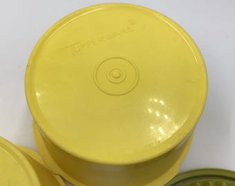 Tupperware Stackable 1960s Servalier Canister Lid Set. Orange