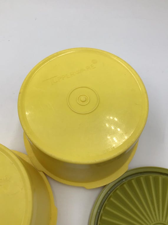 Tupperware Stackable 1960s Servalier Canister Lid Set. Orange
